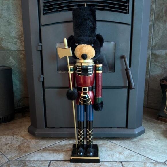 2 Foot Teddy Bear Nutcracker Christmas Holiday Decor Soldier Wood 24" Large 2014 - Picture 1 of 16